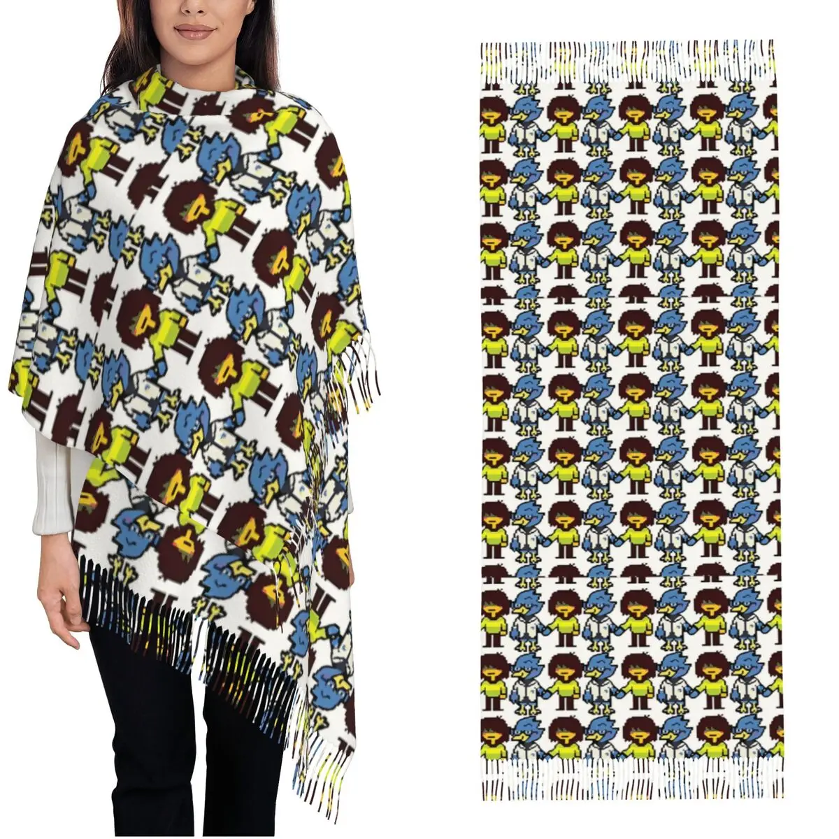 lenco-feminino-com-borla-deltarunes-berdly-e-kris-grande-inverno-quente-xale-e-envoltorio-videogame-uso-diario-lencos-pashmina