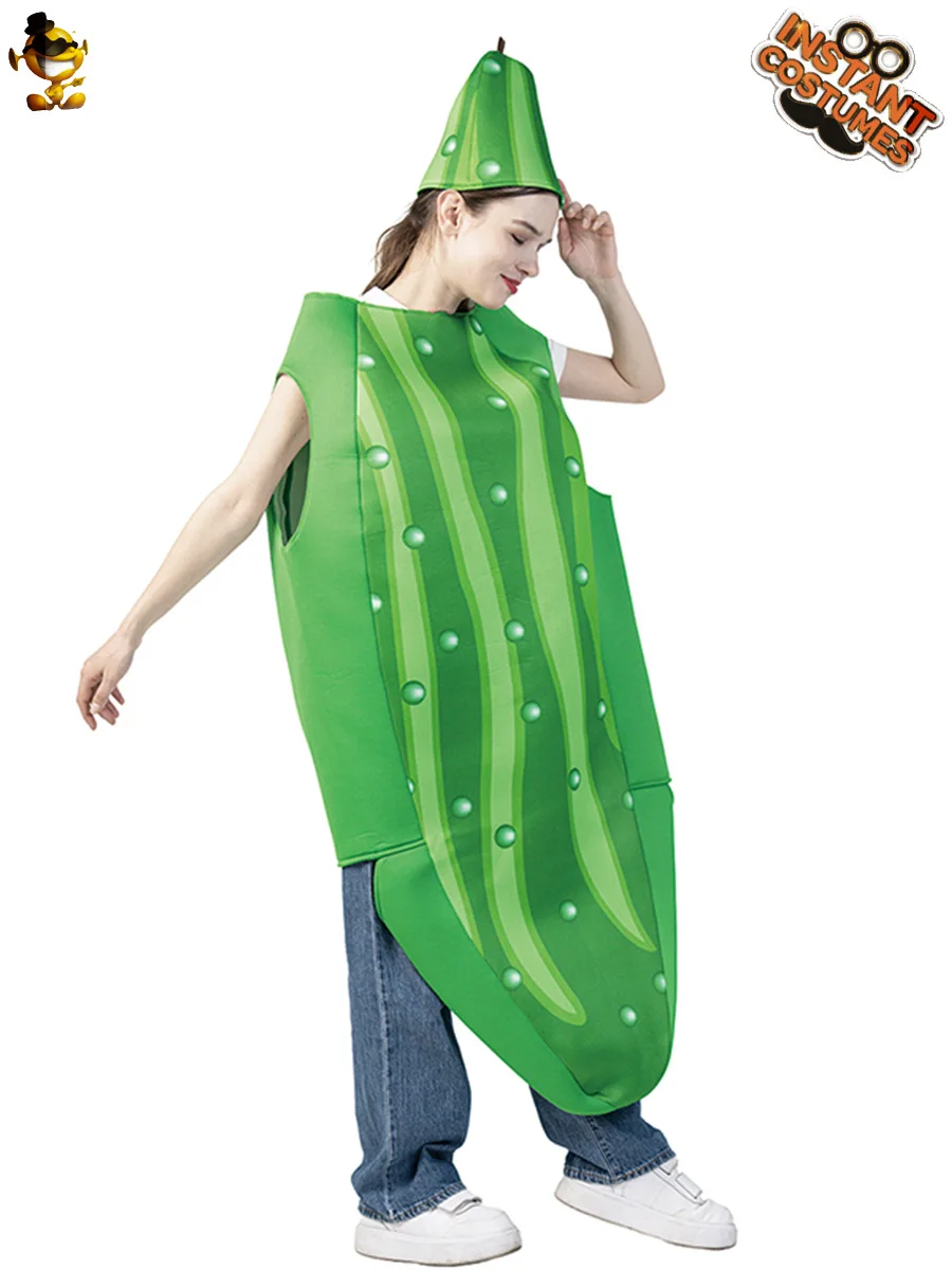 Zabawny kostium ogóra dla dorosłych, unisex, na imprezę, karnawał, przebranie owocowe