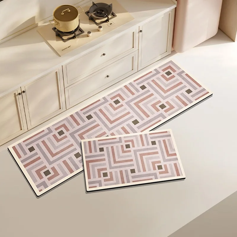 Kitchen Rug Striped Geometric Pattern Kitchen Carpet Non-slip Oil-proof Waterproof Kitchen Floor Mat Long Strip Runner Rugs 주방매트