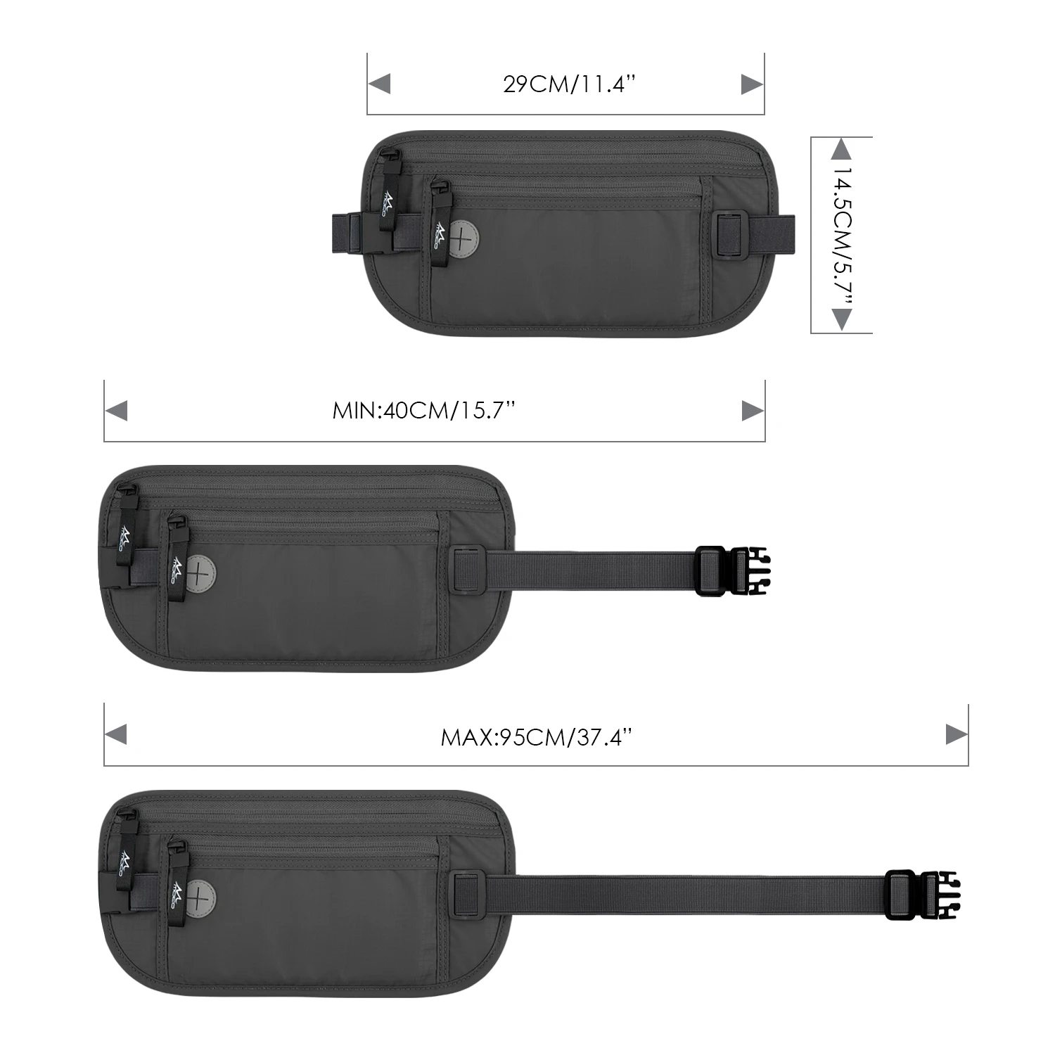 MoKo-billetera de viaje con bloqueo RFID oculto, cinturón de dinero de viaje seguro, billetera antirrobo para pasaporte para hombres y mujeres