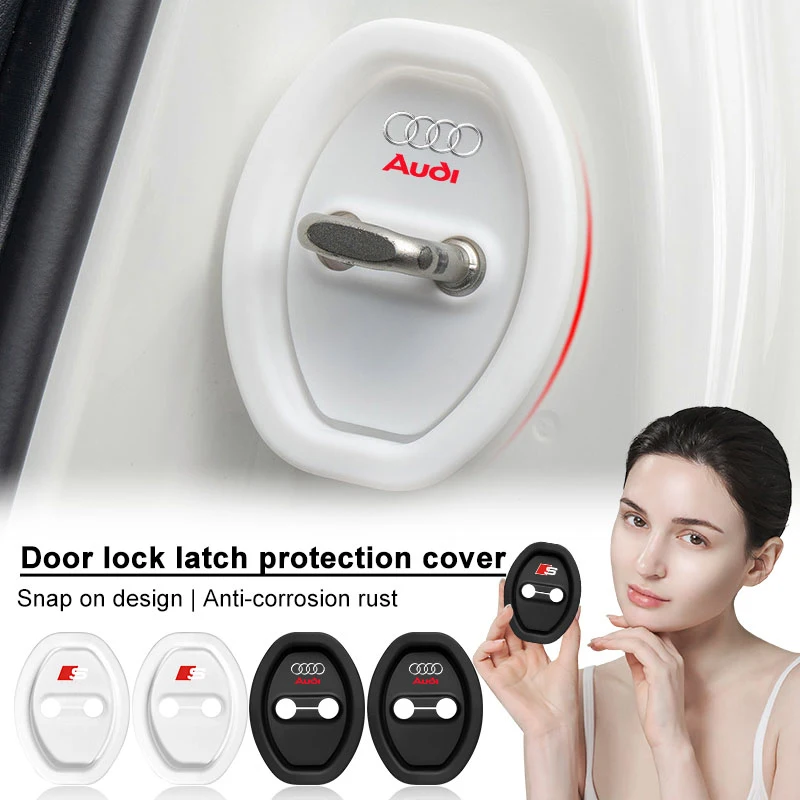 

4pcs Car Door Lock Protect Cover Silica Gel Case Car Accessories for Audi Sline B5 A4 A3 A5 A6 A7 A8 Q3 Q5 Q7 Q8 B6 B7 B8 B9 Q7