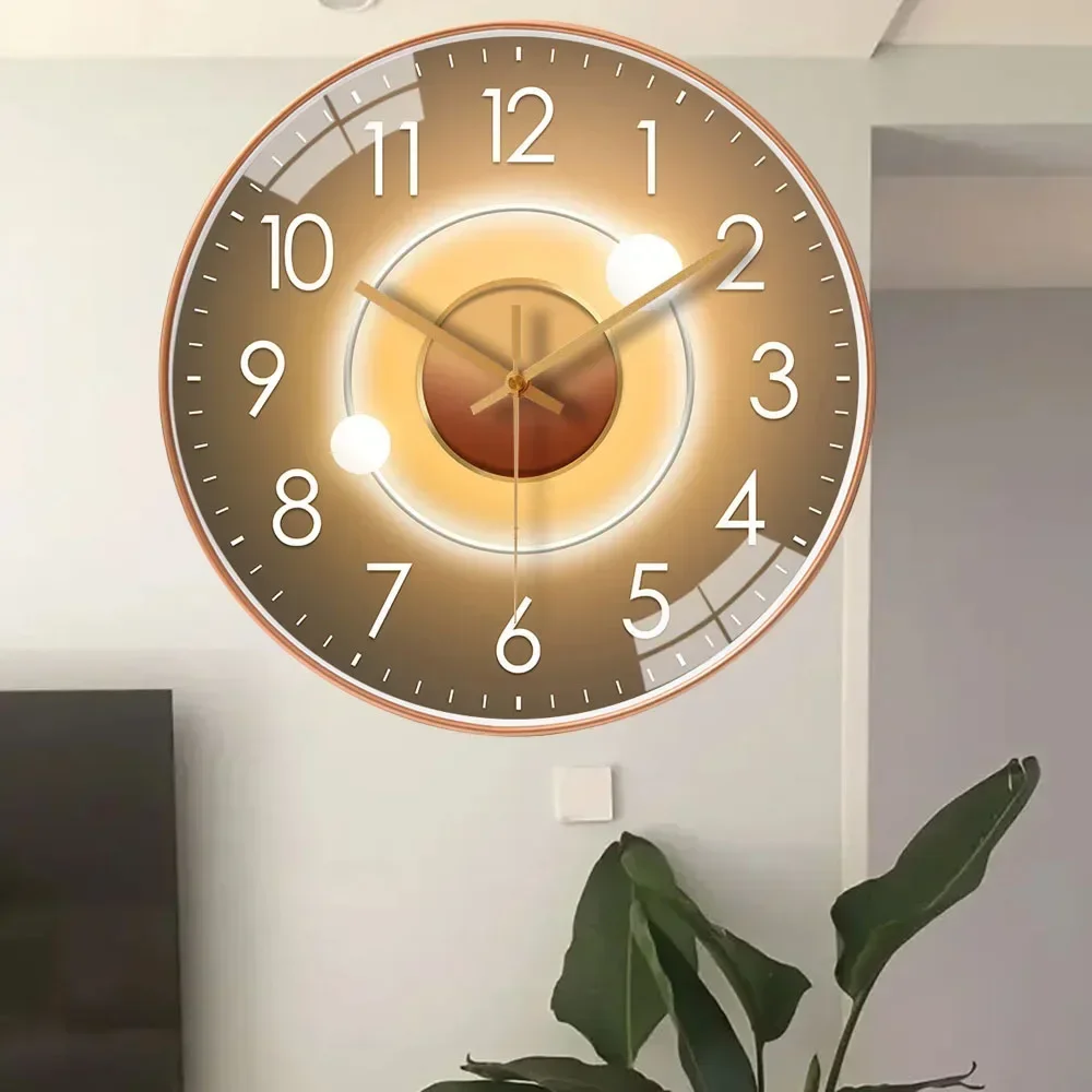 Classical Style Wall Clock Simple Digital Mute Non-ticking Wall Clock for Bedroom Living Room Sending Friends