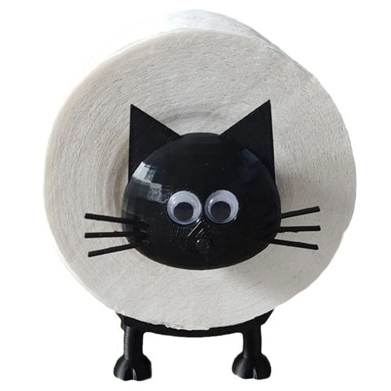 

AS94-Cat Roll Holder Toilet Paper Holder Bathroom Set Paper Towel Roll Storage Cute Bathroom Decoration