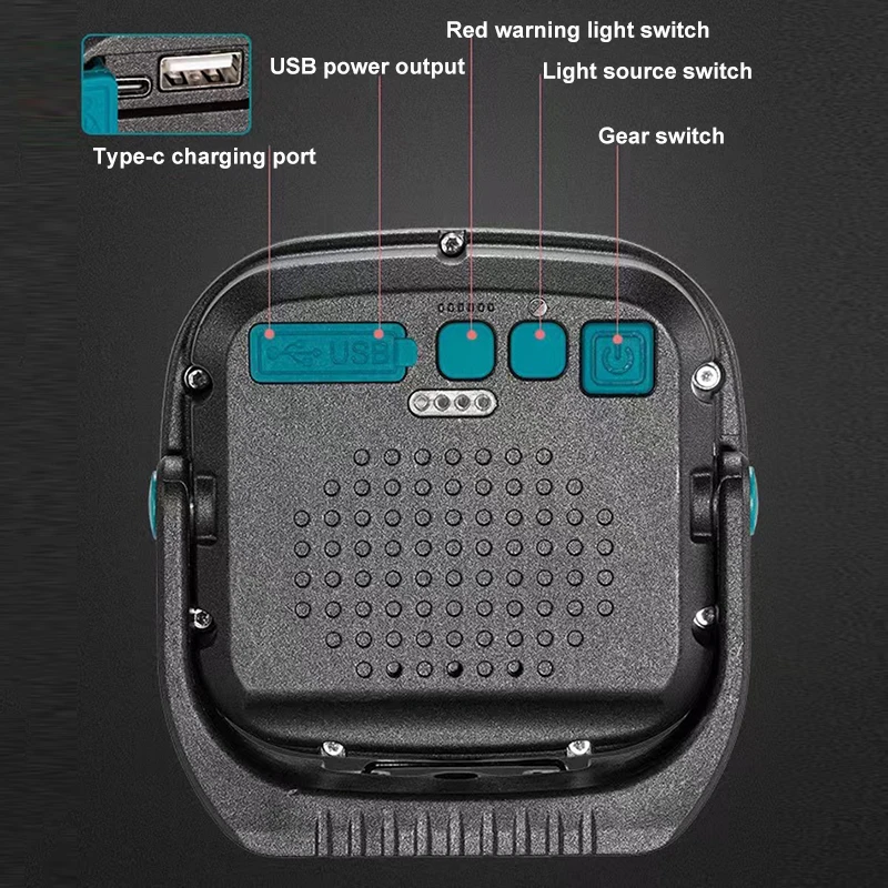 Portable LED Spotlight Strong Light Flashlight RV Outdoor Camping Fishing Emergency Rechargeable Magnetic Worklight