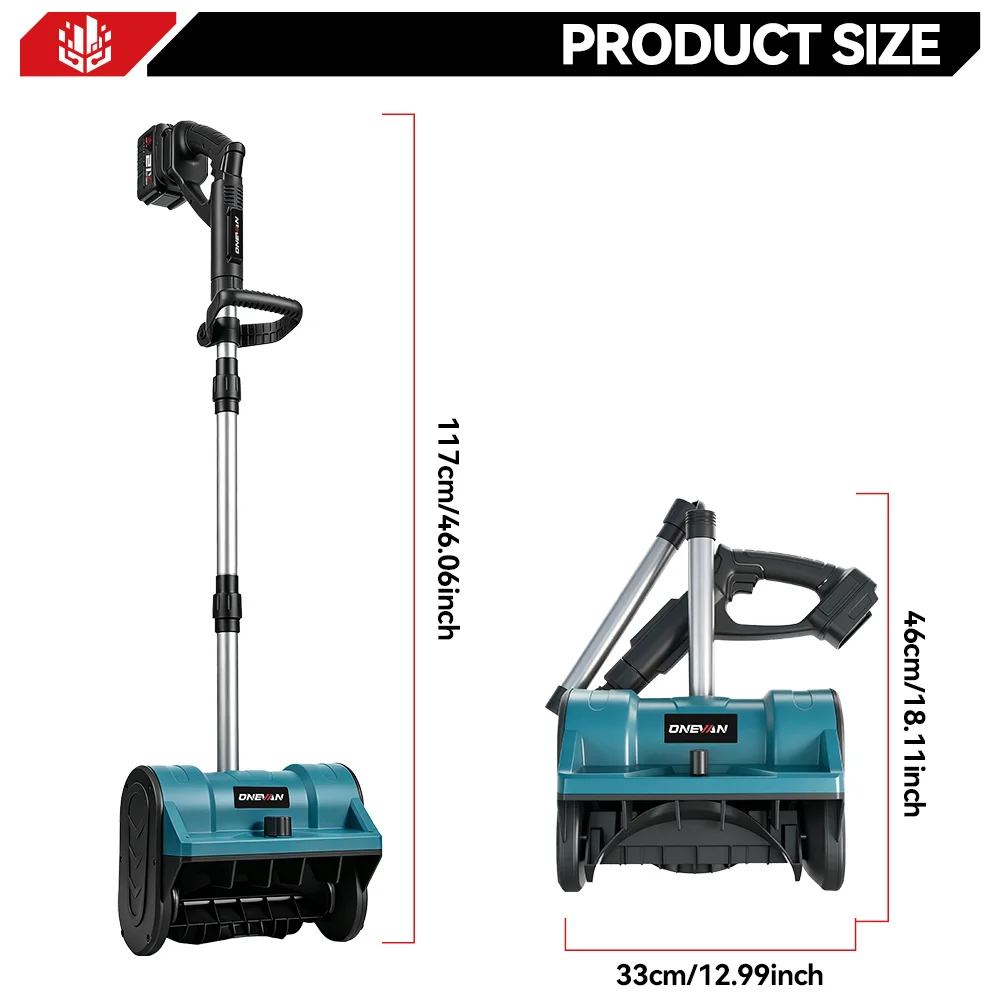 ONEVAN 3000W 300mm Brushless Electric Snow Plow Cordless Snow Sweeper Shovel Clean Street Courtyard For Makita 18V Battery Pin