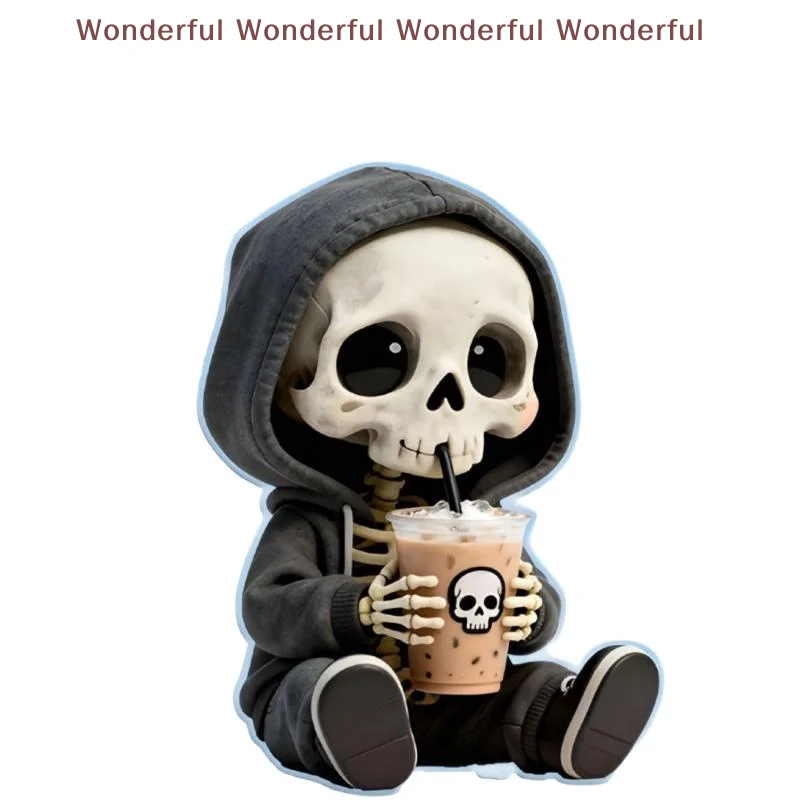 2D Flat Skull Halloween Party Decor 1/5PCS Funny Milk Tea Pattern Cute Car Interior Dashboard Accessory Supplies