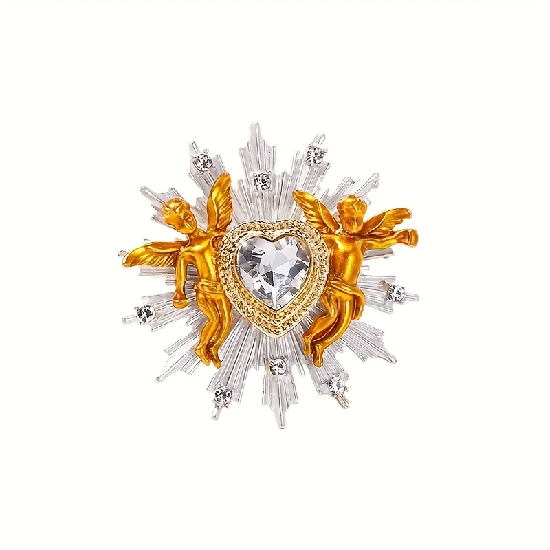 المرأة حجر الراين الحب الملاك كيوبيد بروش زوجين دبابيس خمر الملابس والاكسسوارات #3