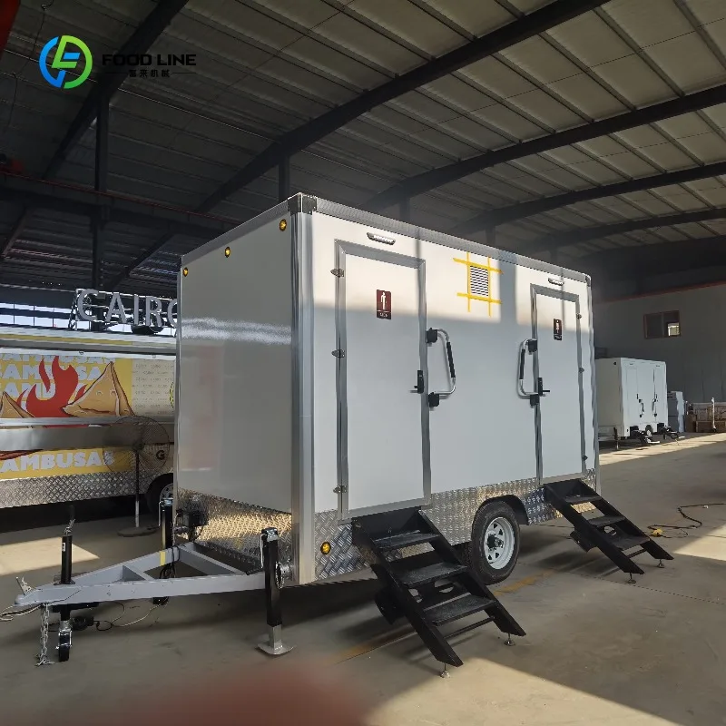 Toilet for Outdoor Use Custom Portable Restroom Trailer VIP Luxury Portable Toilet Trailer 2-Station Bathroom
