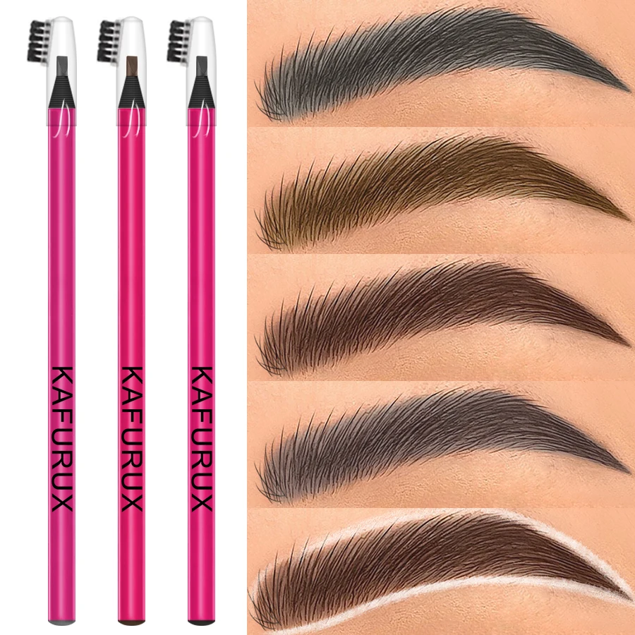 Matita per sopracciglia nera con linea a strappo a 8 colori, resa marrone ultrafine, resistente al sudore e ai sbavature con pennello per il trucco degli occhi