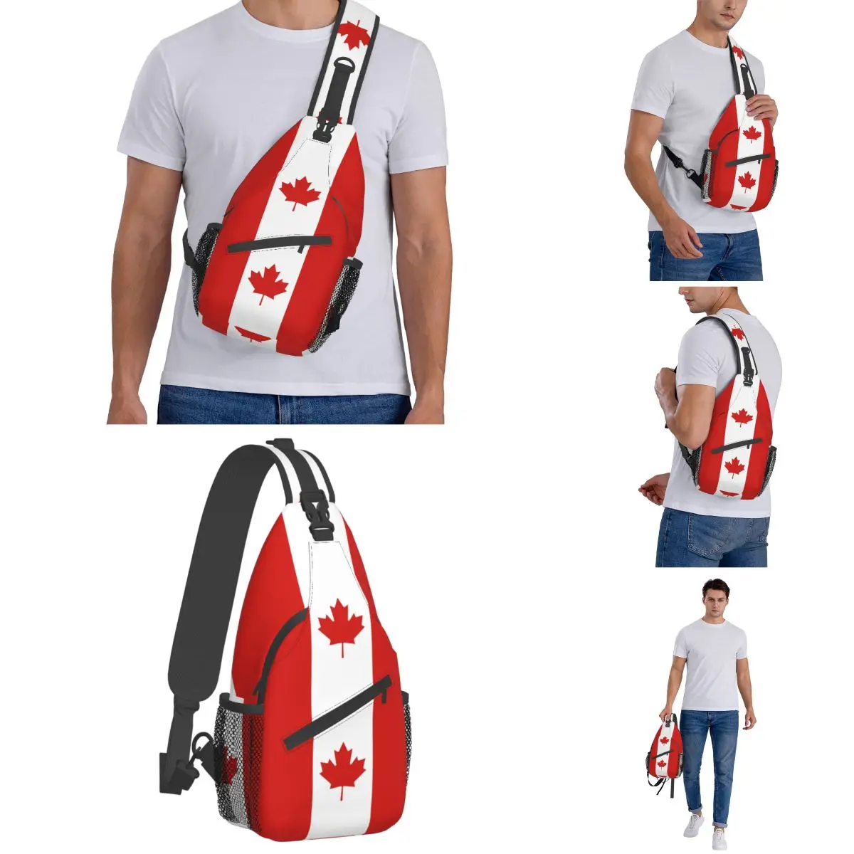 Bandeira Do Canadá Crossbody Sling Bag Pequeno Peito Bolsa Liberdade Globo Mochila de Ombro Mochila para Viagem Caminhadas Ciclismo Pacote