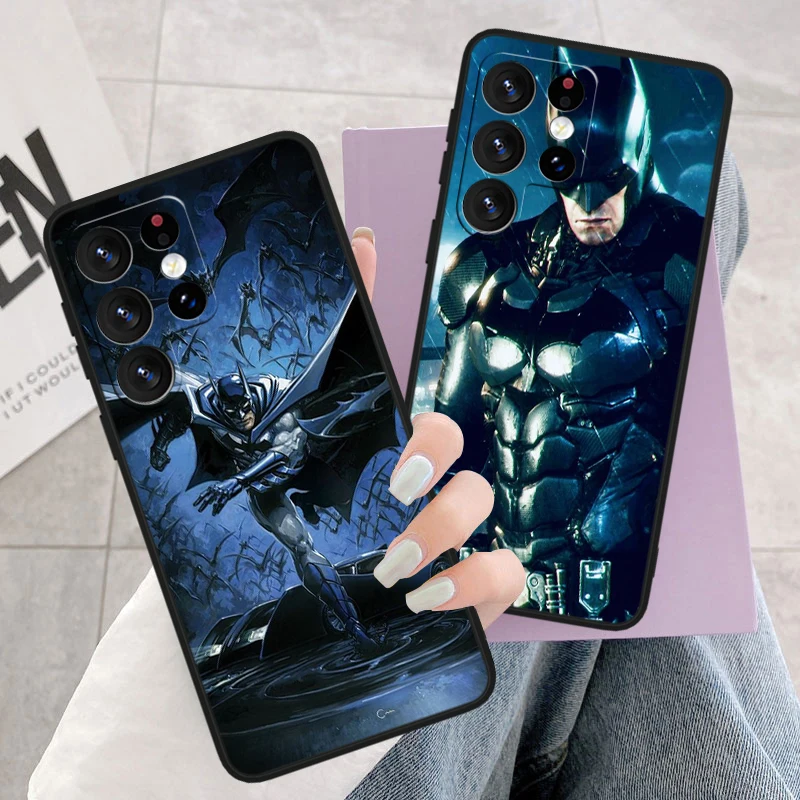 Cute B-batmans Superhero For Samsung S24 S23 S22 S21 S20 FE S10e S10 S9 Ultra Plus Plus Soft Silicone Black Phone Case