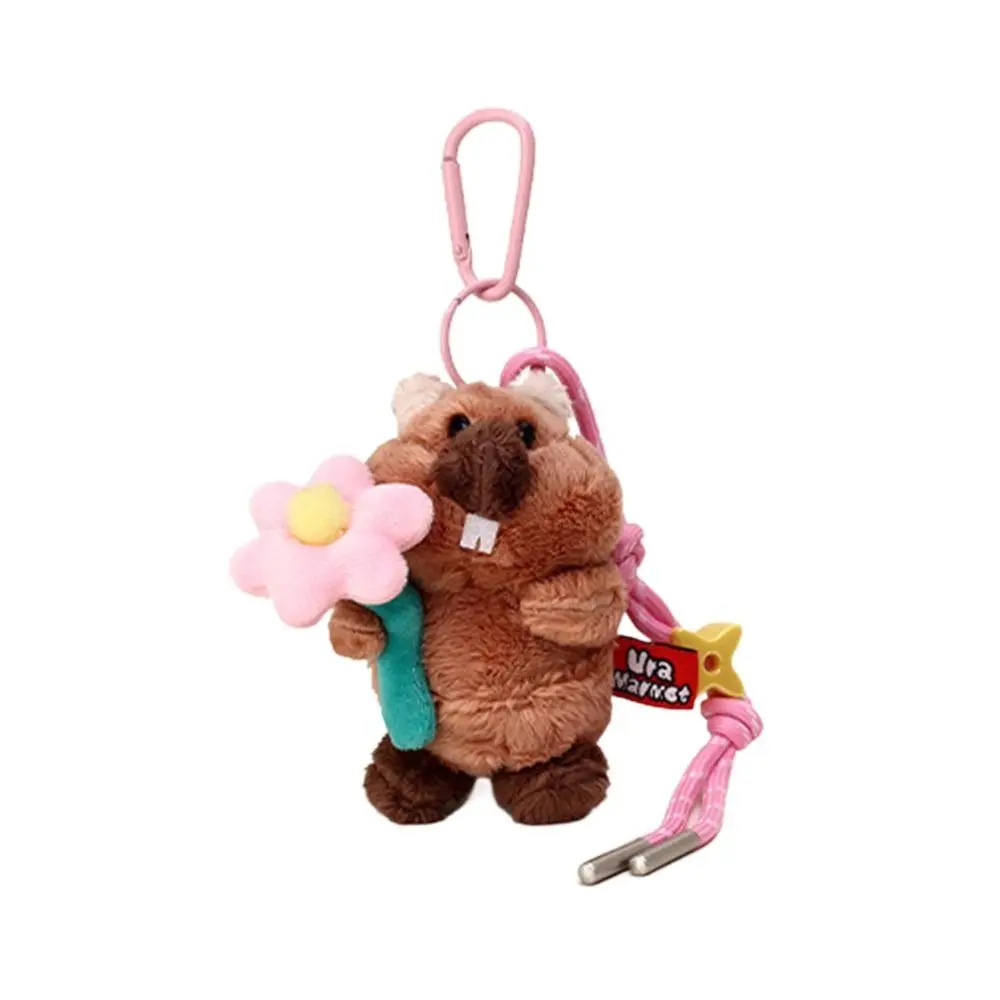 Halten Sie Blumensimulation Murmeltier gefüllte Schlüsselanhänger Fluffy Collection Murmeltier-Blumenstrauß Plüschanhänger hängende Ornamente