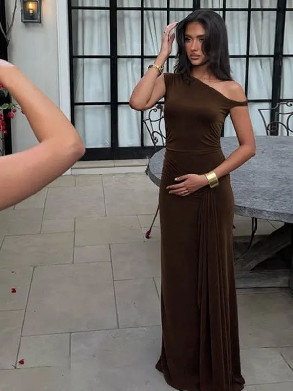 Sexy Strapl Slant Ne Dr Ele mid Waist Bodycon Single Piece Ciwalk Suitable for Other Ocns Svel