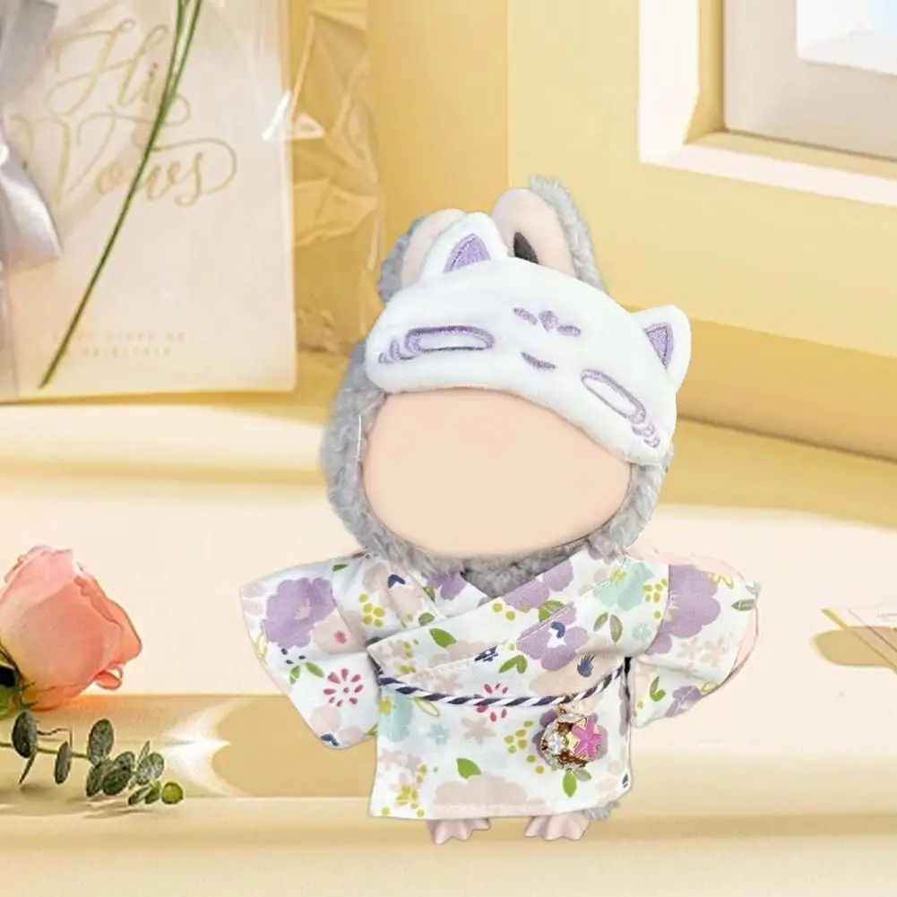 

Doll Clothes Set For 17cm - Green Fresh Kimono, Eye Mask & Belt Cute Doll Clothes Set for LABUBU Pendants U0N5