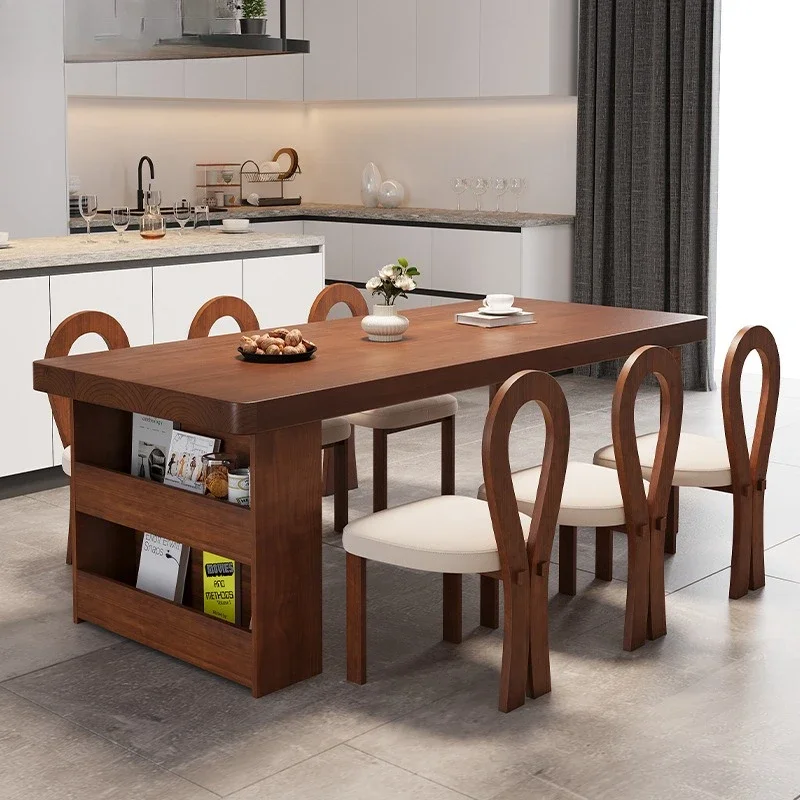 Dual-purpose small apartment solid wood strip table household dining table reading and writing table