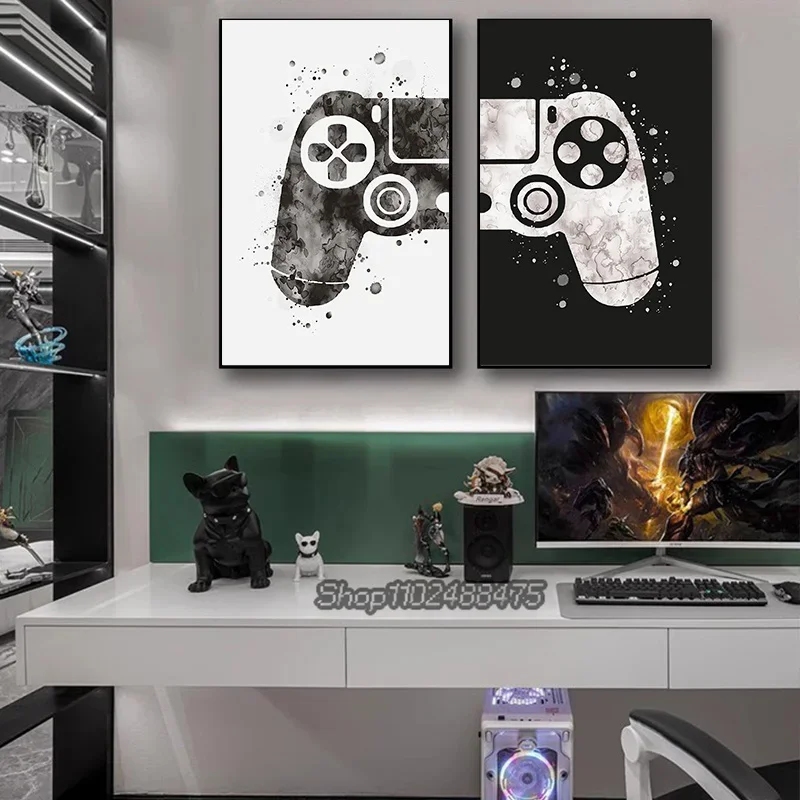 Canvas Paintings Game Gaming Room Gamepad Abstract Posters and Prints Wall Art Pictures Gamer Gift for Boys Children Room Decor