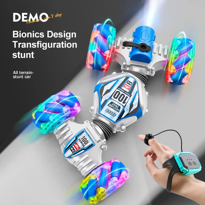 2024 New RC Remote Control Car Watch Hand Gestures 360° Rotating Off-Road Climbing Stunt Exhaust Blowtorch Music Boy Toy Gift