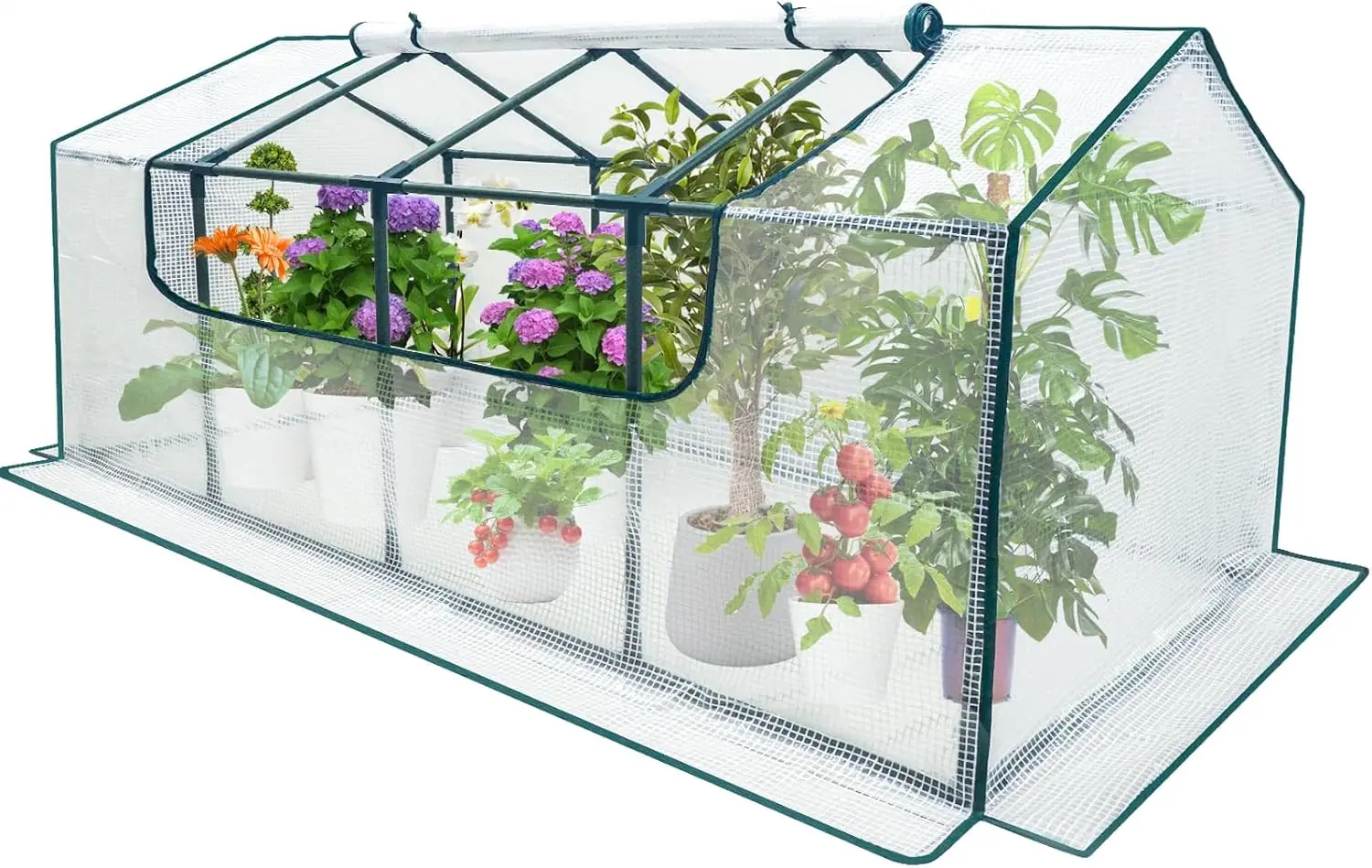 

Mini Greenhouse Outdoor, Waterproof Garden Green House with Durable PE Cover & Roll-Up Zipper Door, Heavy Duty Greenhous