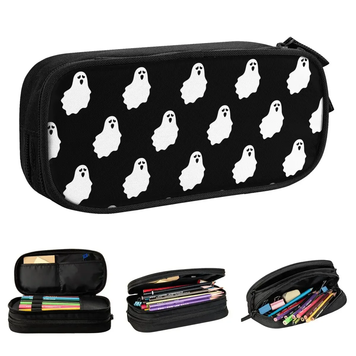 

Cartoon Ghost Icons Halloween Pencil Cases Pen Bags Girls Boys Big Capacity Students School Zipper Box