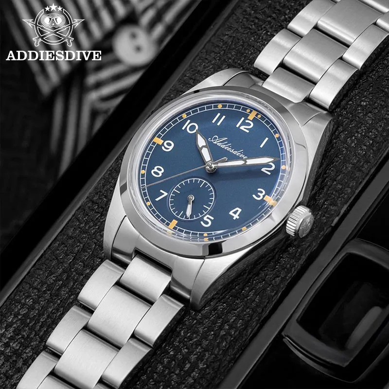 ADDIESDIVE Luxury 36mm Men Quartz Watch 100m Waterproof Super Luminous Watches Bubble Mirror Glass Stainless Steel Men's Watch