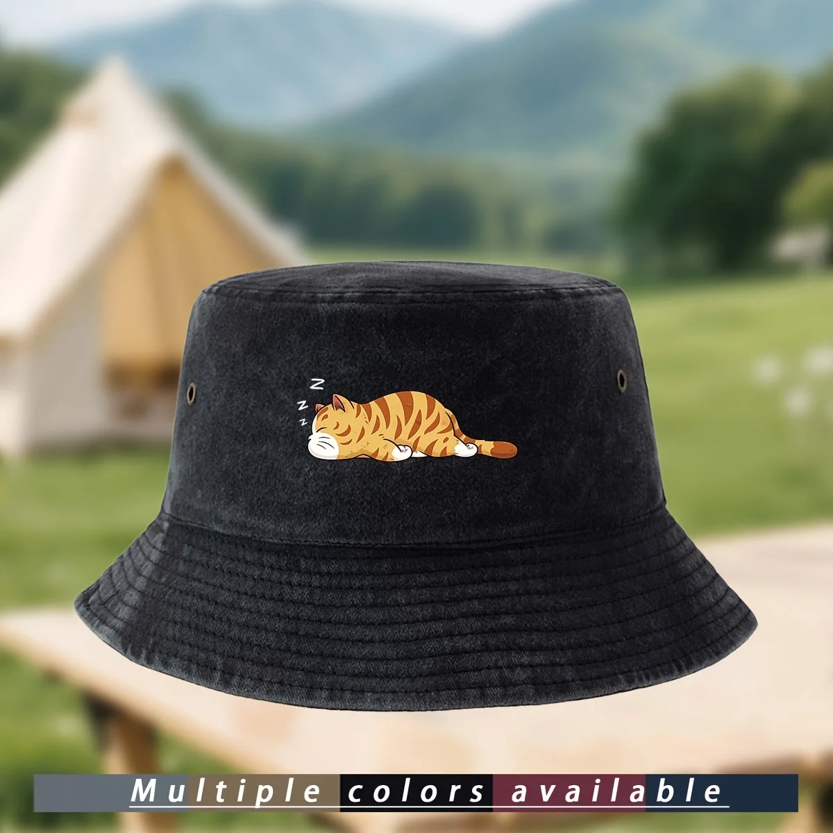 Sleeping Orange Cat Print Fisherman Hat Casual Cap Fashion Bucket Hat Easy Trendy Comfortable Individual Basin Hat Unisex All Se