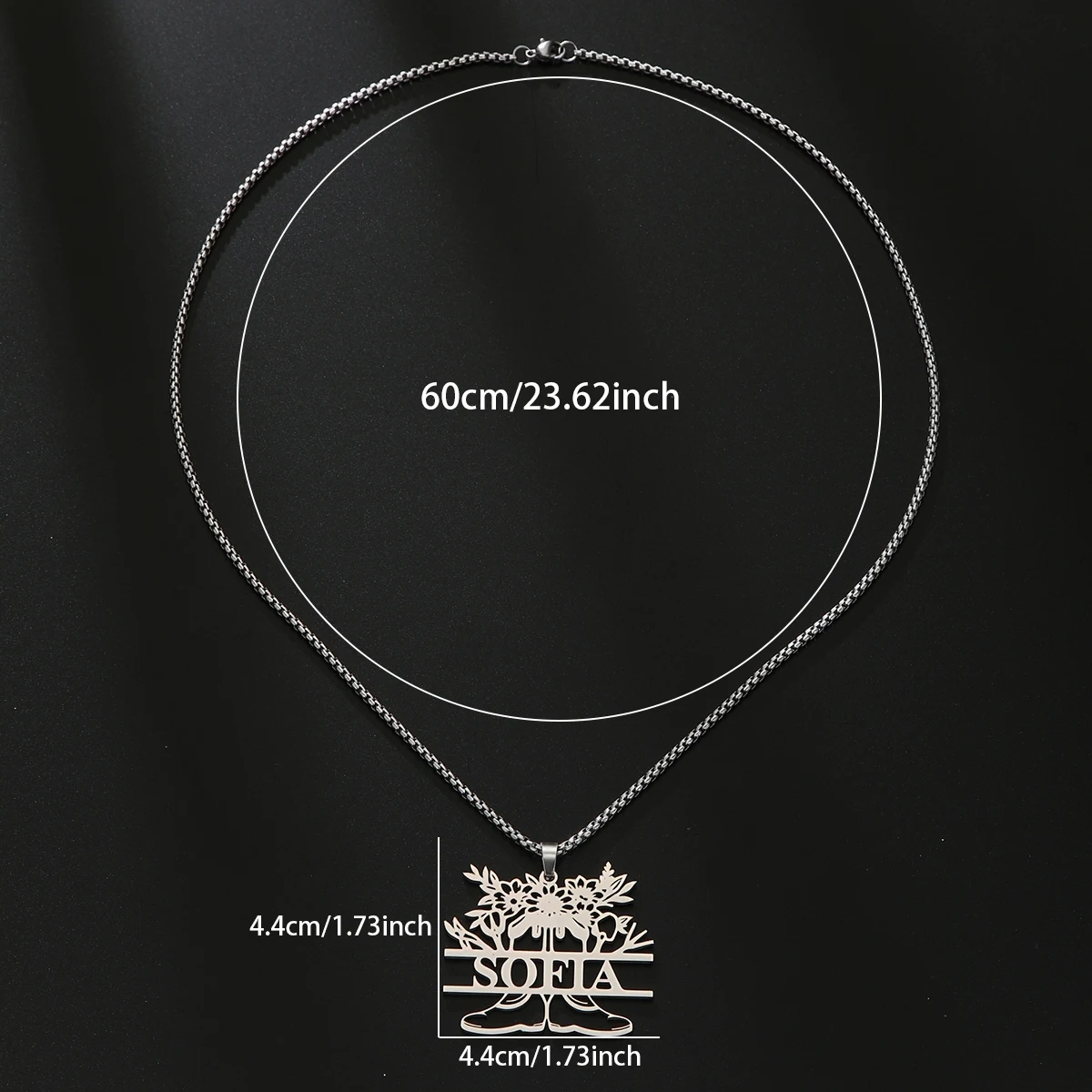 تخصيص اسم قلادة شخصية قلادة 60 سنتيمتر سلسلة الجوف نمط مخصص اسم القلائد مجوهرات للرجال هدية عيد ميلاد