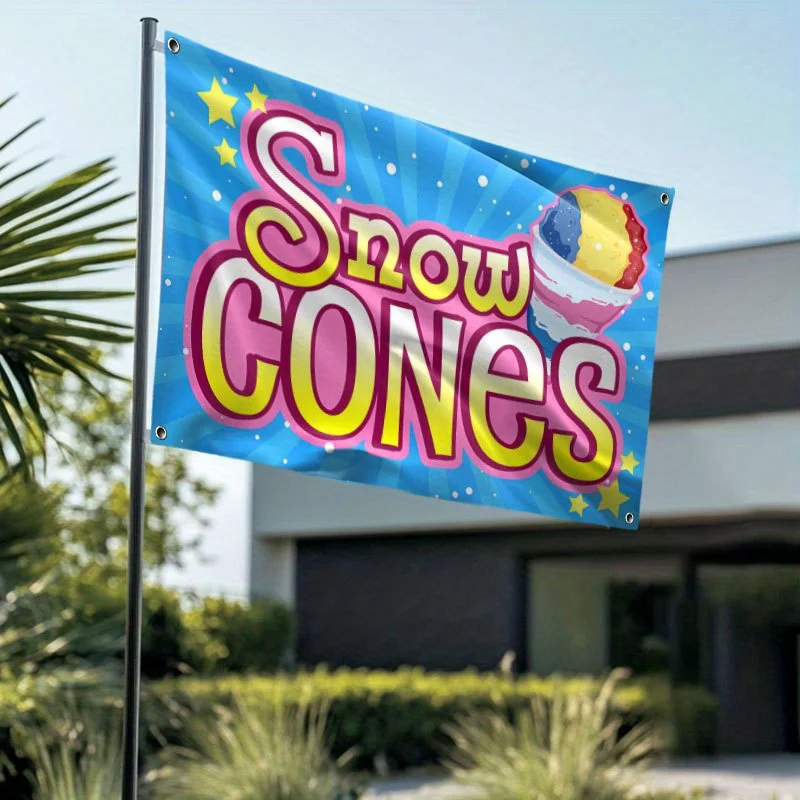 Snow Cones Advertising Flag Outdoor Stall Banner Single-Sided Acrylic Fabric Promotional