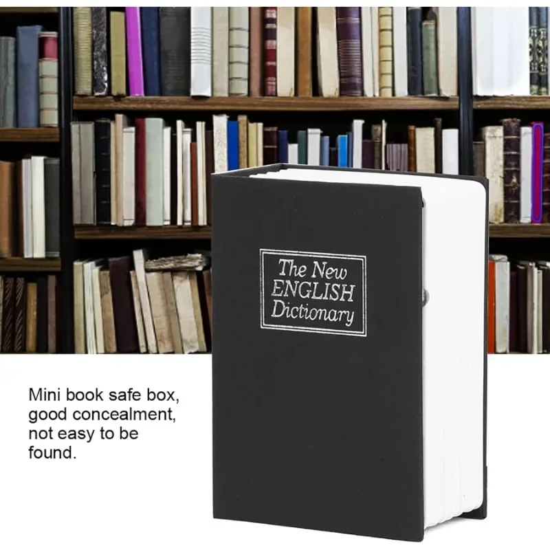 Mini Simulated Book Box with Key Lock, Dictionary Diversion Safe with Safe, Hidden Book, Built-in Safe Dictionary Hidden Safe, Portable Safe, Book Safe, Cash, Jewelry, Fireproof and Waterproof Lock Box