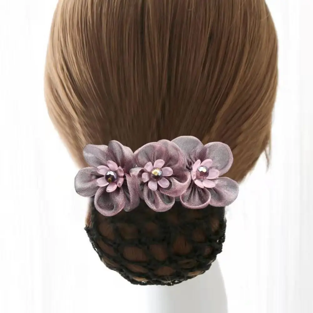 Elegant Bead Flower Spring Clip Headwear Korean Style Bun Snood Hairpin Ponytail Clip Nurse Hair Clip Hotel