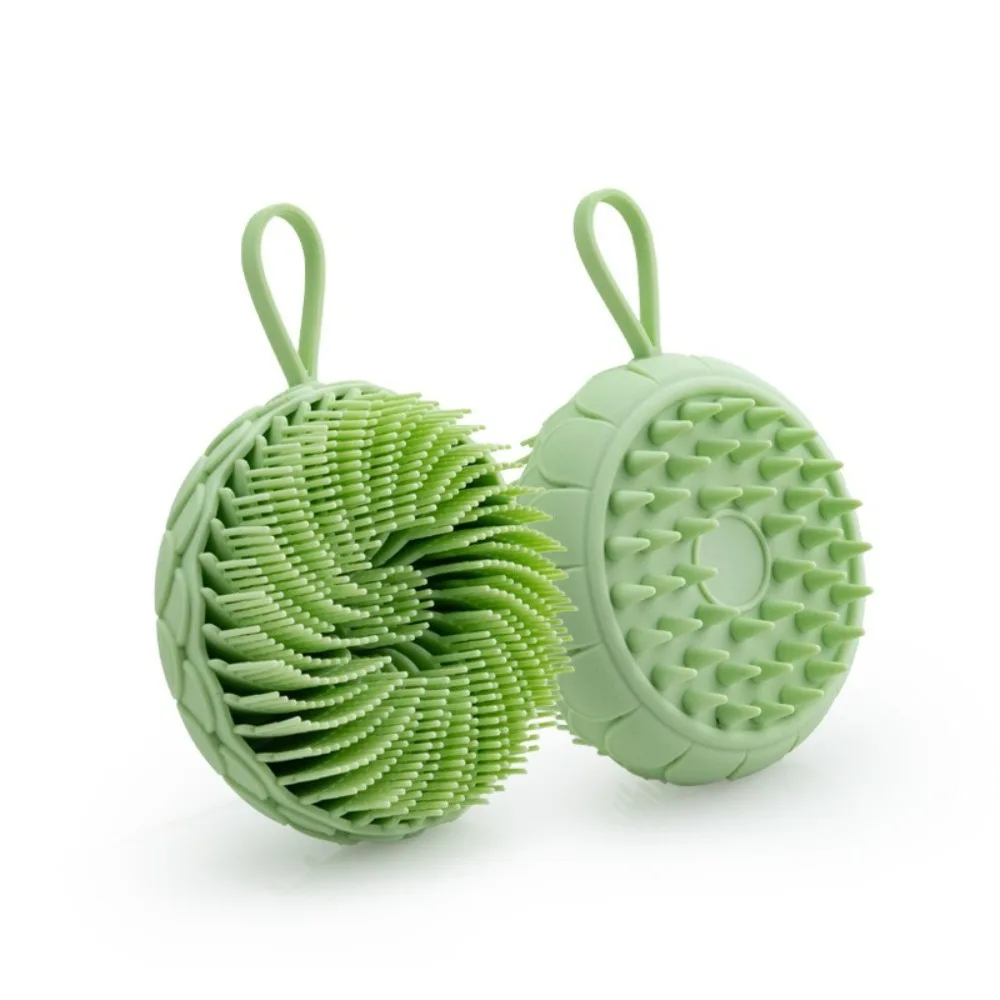 

Soft 2 in 1 Silicone Shampoo Brush Double Side Portable Hair Washing Comb with Handle Rope Handheld Shower Brush Exfoliating