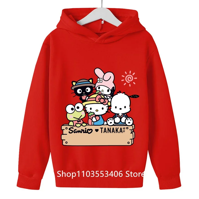 2024 new spring and autumn children's hoodie HelloKT printed pure cotton casual outdoor fashion boys and girls hoodie