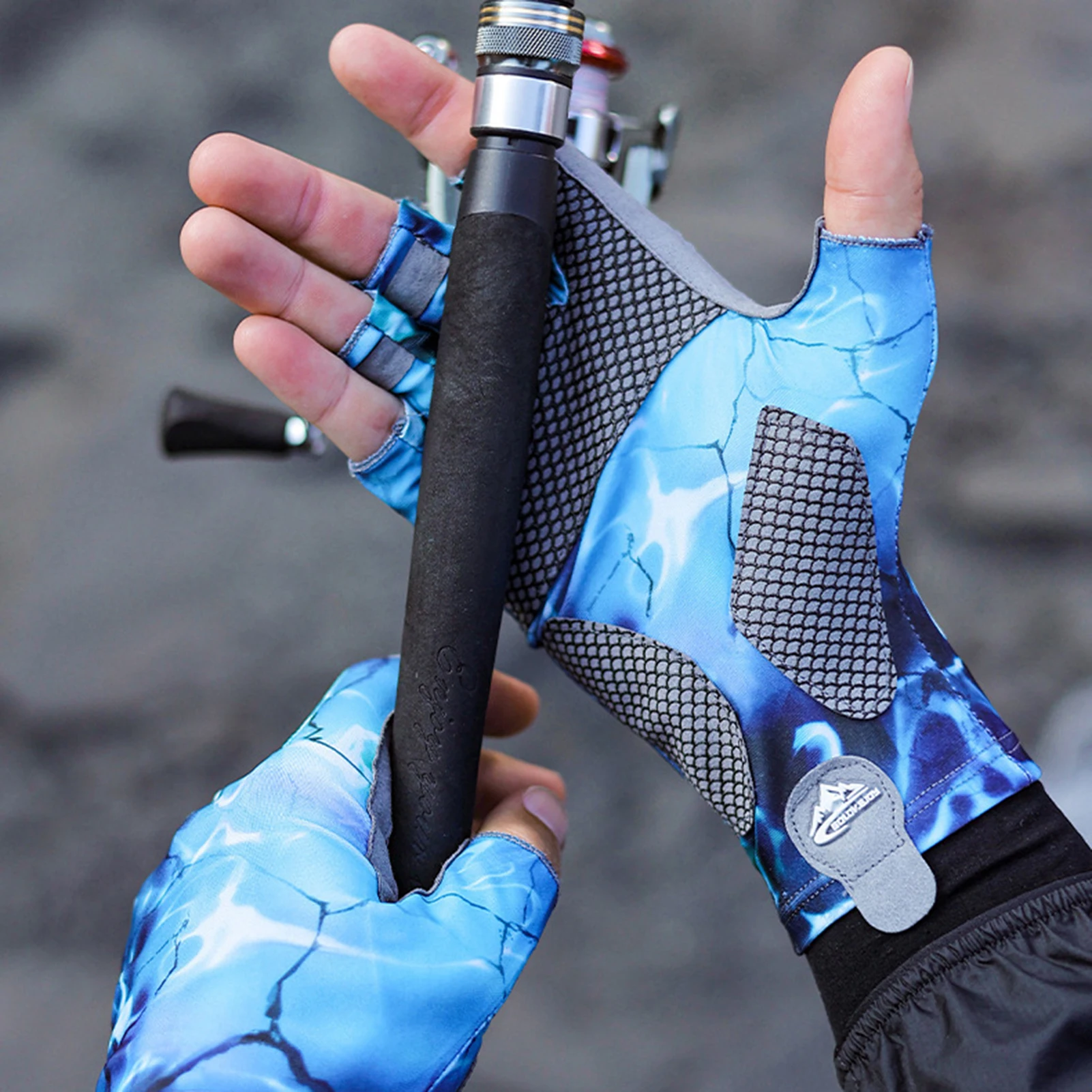 1 Paar Angelhandschuhe, halber Finger, rutschfest, für Outdoor-Sport, atmungsaktiv, schweißableitend, für Outdoor-Angeln, Kajakfahren, Rudern