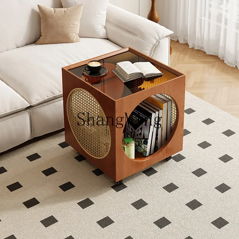 ZYY medieval borda de madeira maciça vários quartos mesa de cabeceira carrinho de armazenamento estante móvel