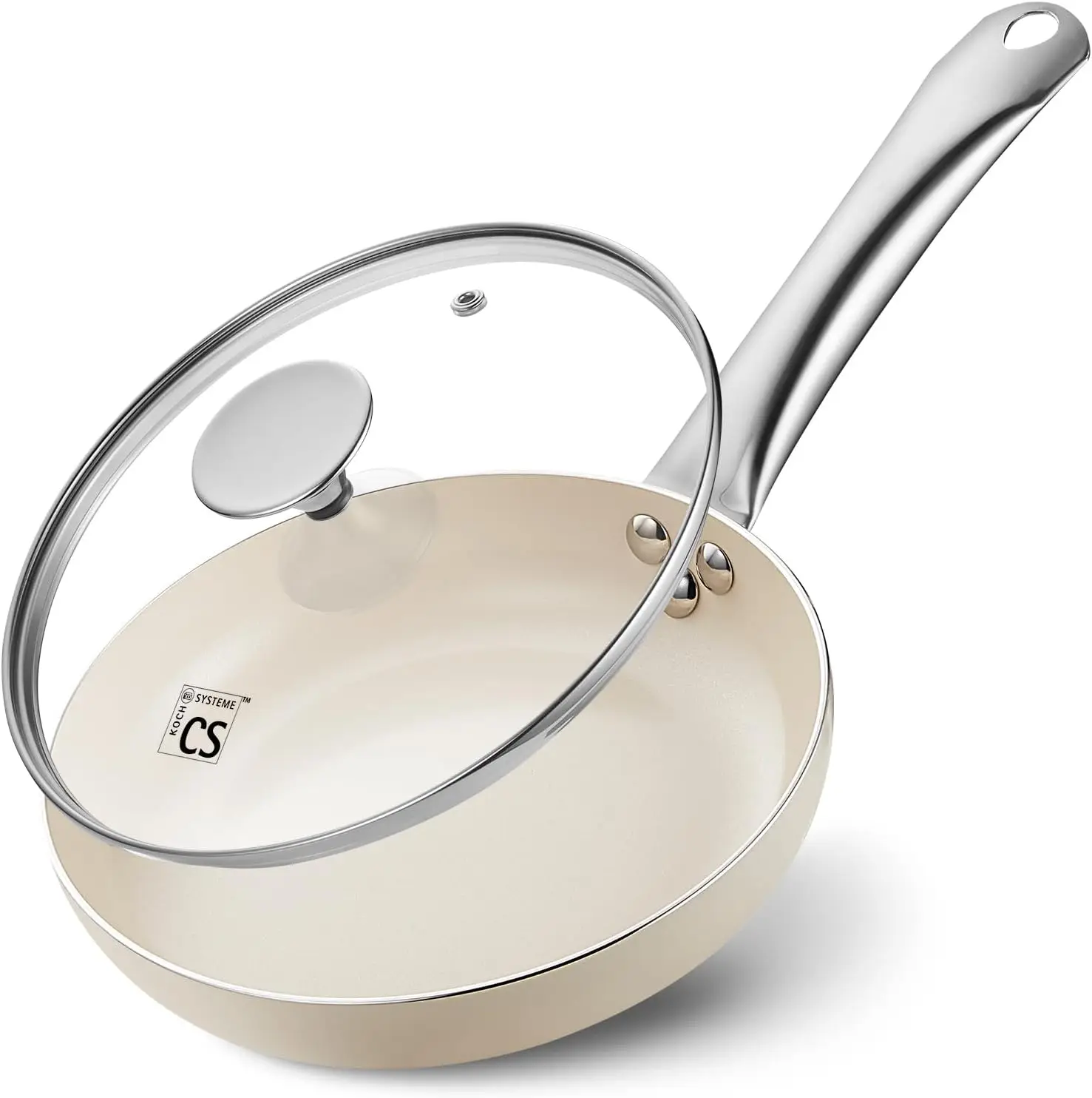 

KOCH SYSTEME CS 8 Inch Non-Stick Skillet with Stainless Steel Handle, Omelet Pan with Nonstick Ceramic Coating