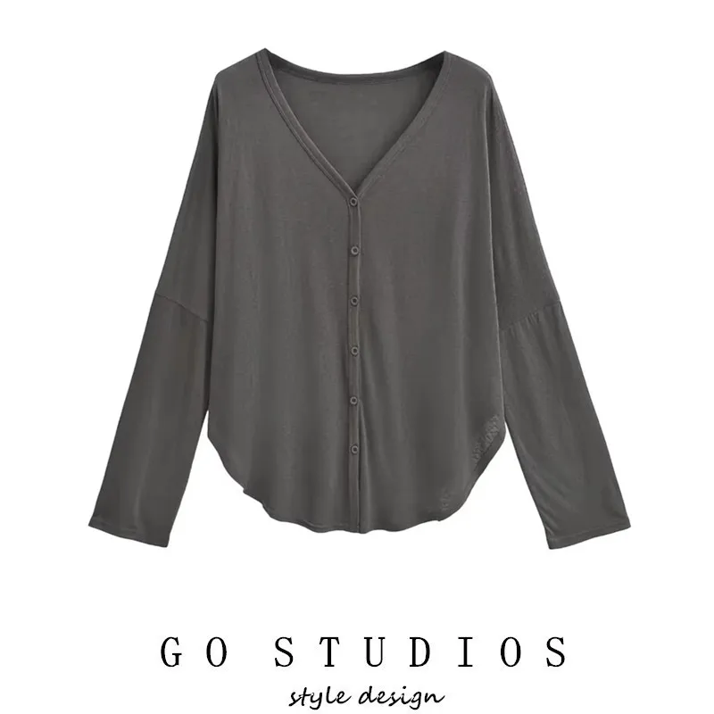 

Sun Protection Long Sve Air Conditioning irt Modern Dance Loose Thin Transparent Yoga V-ne T-irt Women's Outerwear