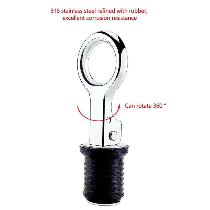 25MM Marine Drain Plug Adjustable Snap Tight Stainless Steel Rubber Drain Plugs Speed Boat Kayak Motorboat Hardware Accessories view 2