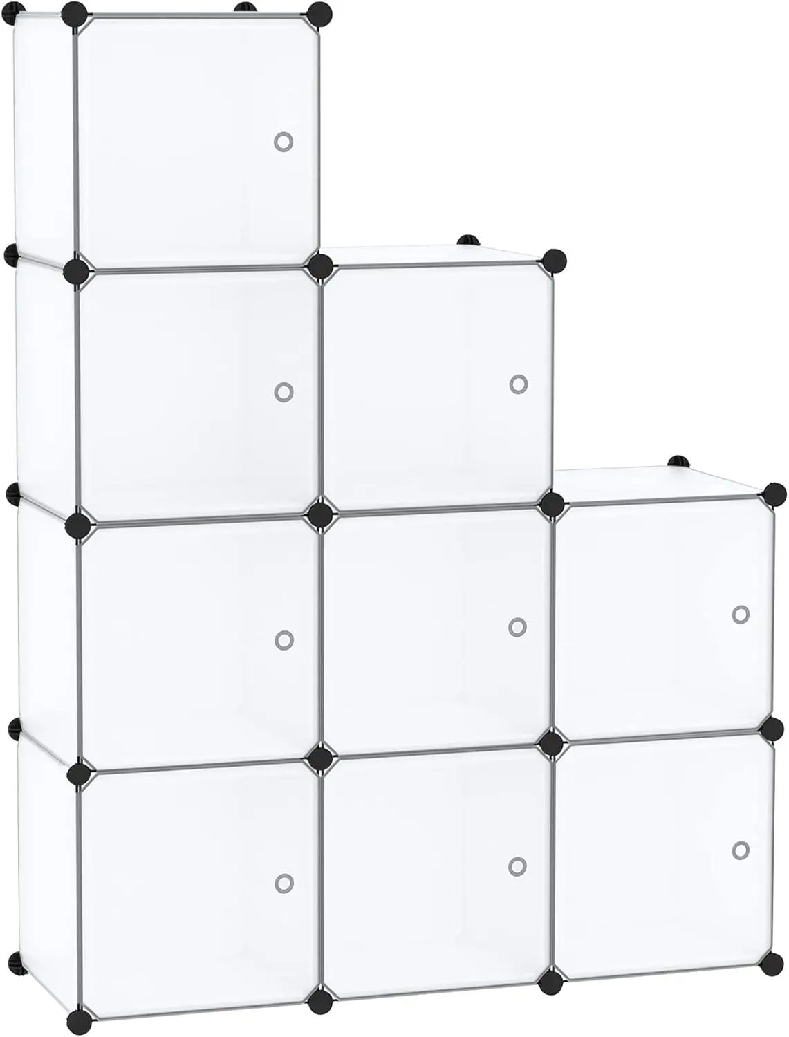

9-Cube Storage Organizer with Doors, White Plastic Modular Shelf 36.6”L x 12.4”W x 36.6”H