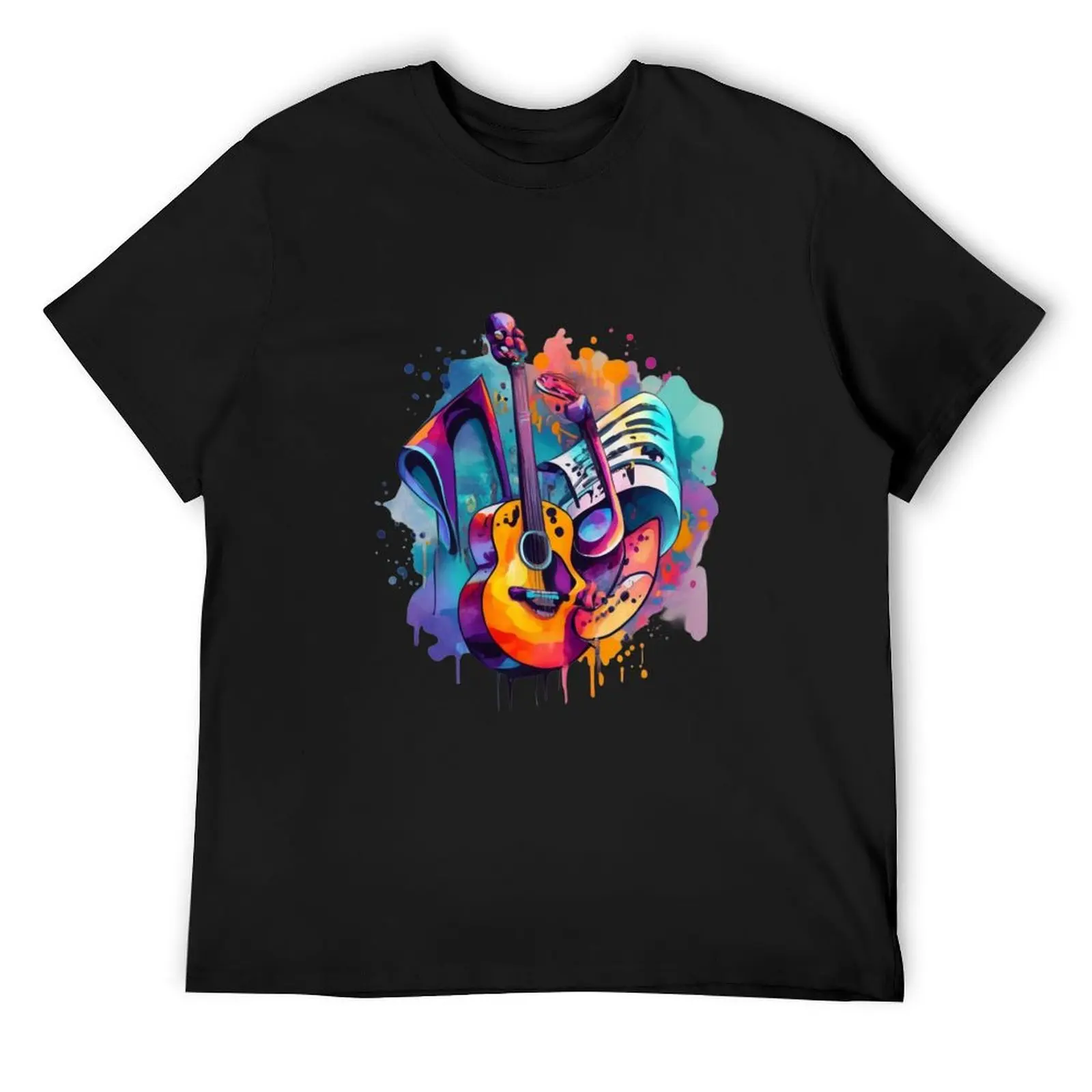 Gitar watercolor painting T-Shirt graphic shirts graphic tee shirt men clothing