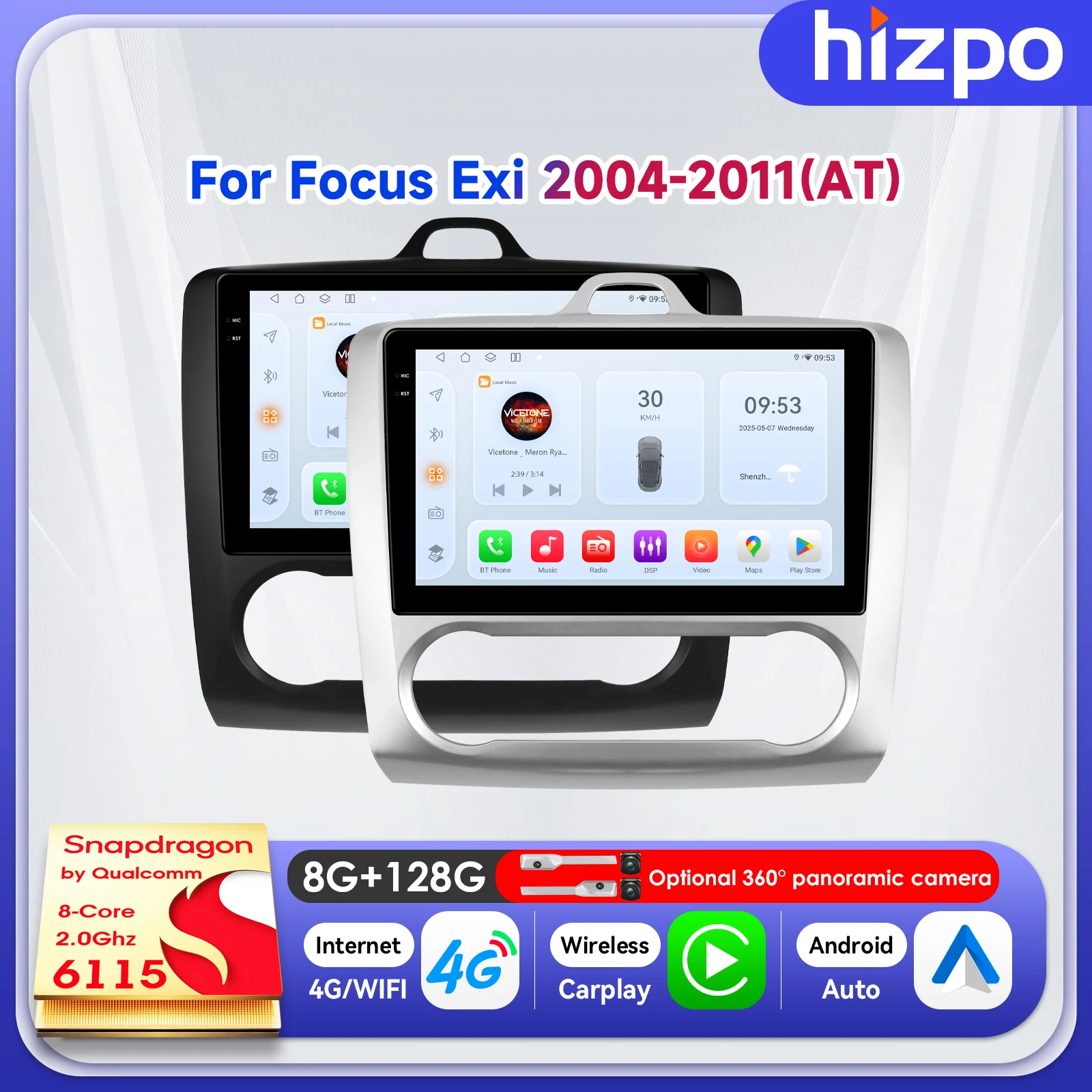 

Hizpo 9" Car Radio Navigation Multimedia Player For Ford Focus 2 3 Mk2 2004 2005 2006 2007 - 2011 Autoradio WIFI+4G GPS Carplay