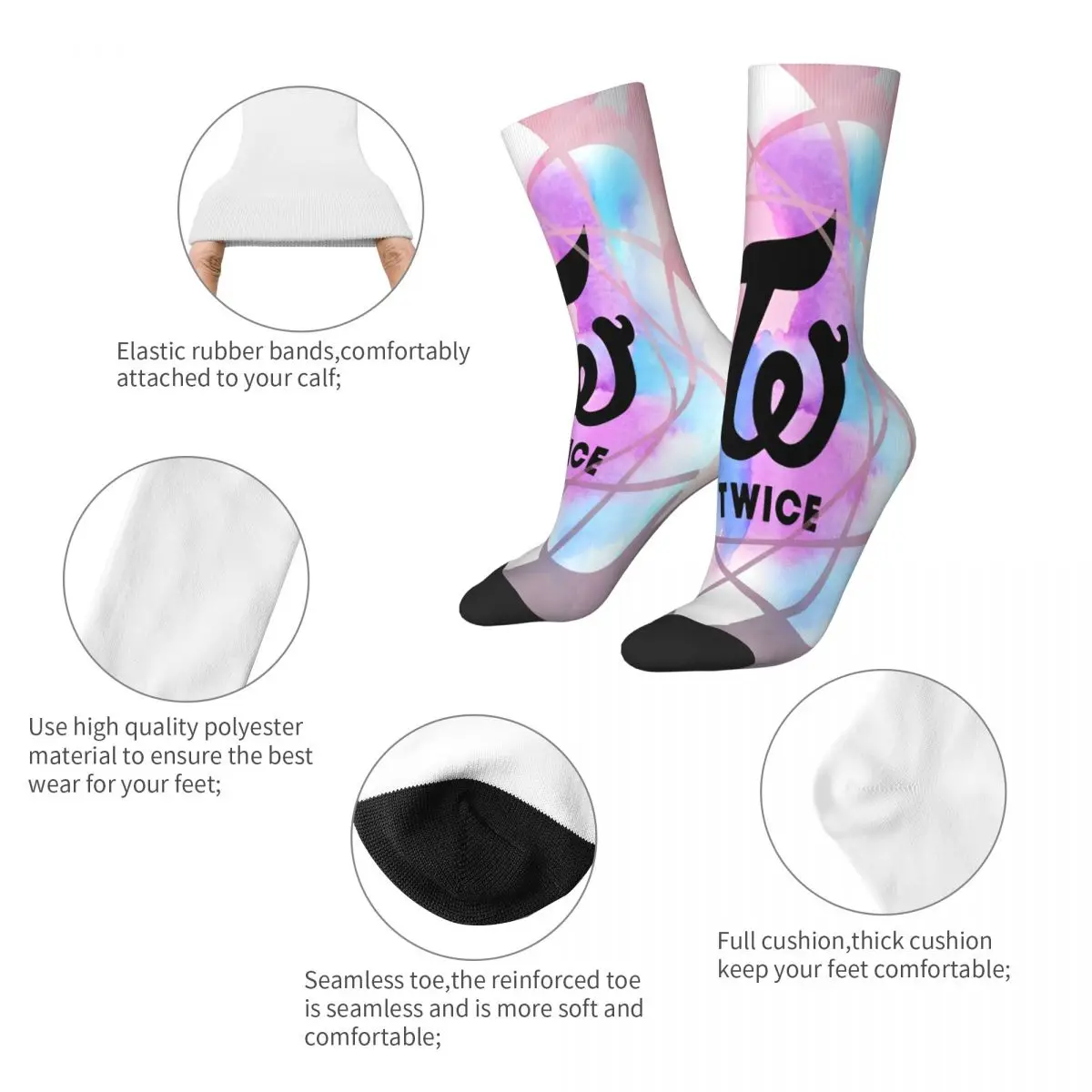 Fashion Male Men Socks Novelty Twice Logo Kpop Sock Korean Music Skateboard Women's Stockings Spring Summer Autumn Winter