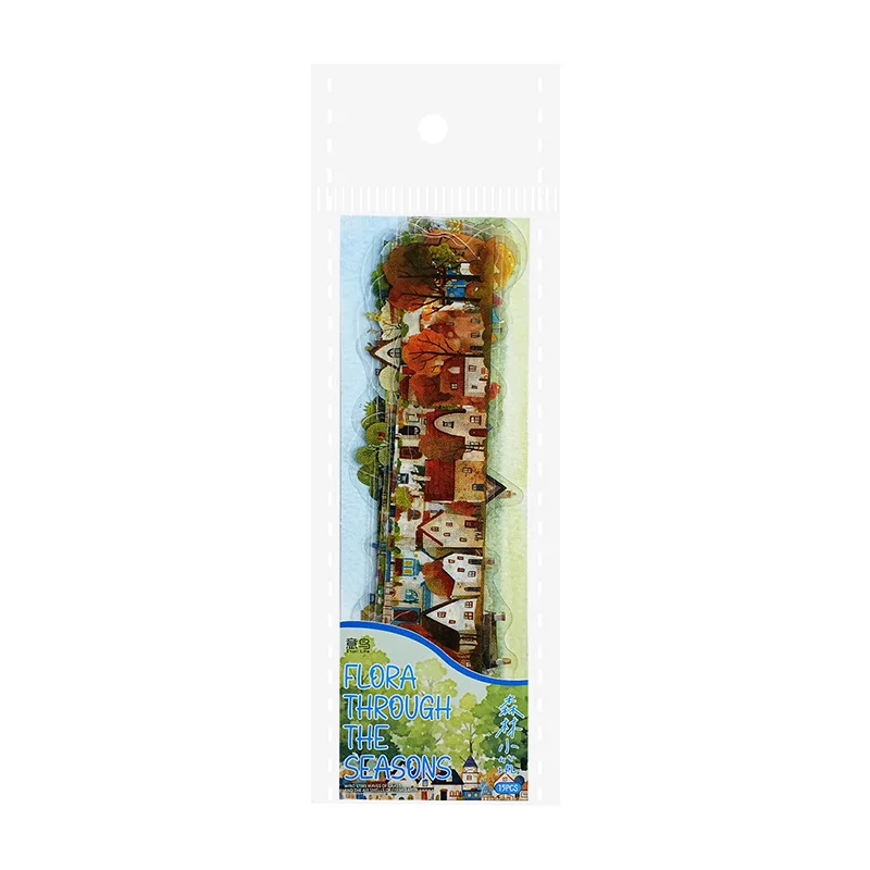Premium Self Adhesive PET Long Stickers Seasonal Botanic Scene Building for Scrapbook Journal DIY Collage Portable