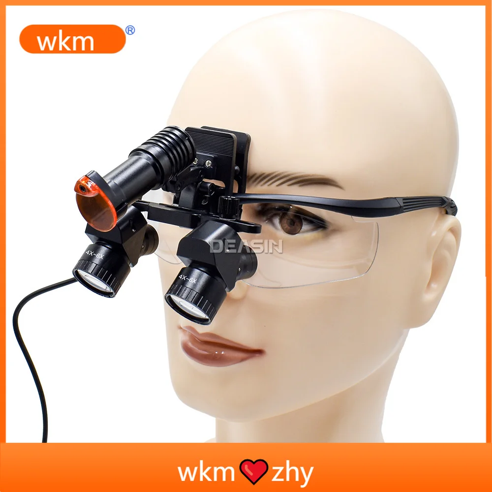 kim New Ergonomic  Loupes Adjustable 4x-6x Ergo Magnifier Binocular Loupe With 5W Light Wireless Electric Power Source With CE