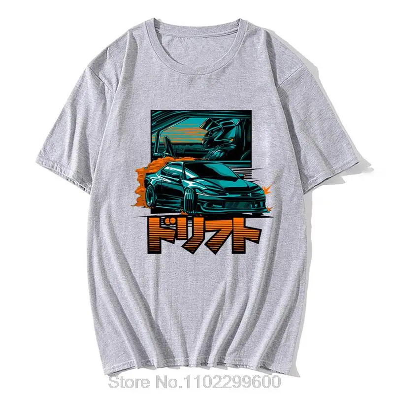 Initial D JDM Men T Shirt Japanese Car Streetwear Cotton Print T-shirt Summer Nissan Silvia Dorifto Casual Unisex Tees