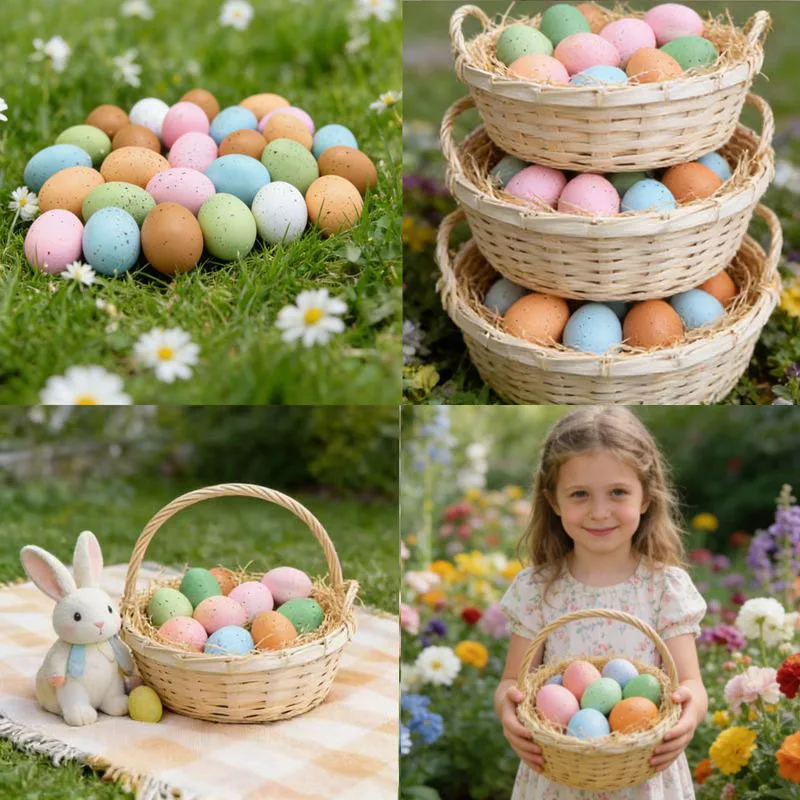 4*6cm Schaum Ostereier Set Bunte gefälschte Vogeleier für Ostern Party Home Decor Kinder DIY Bastelbedarf Frohe Ostern Dekoration