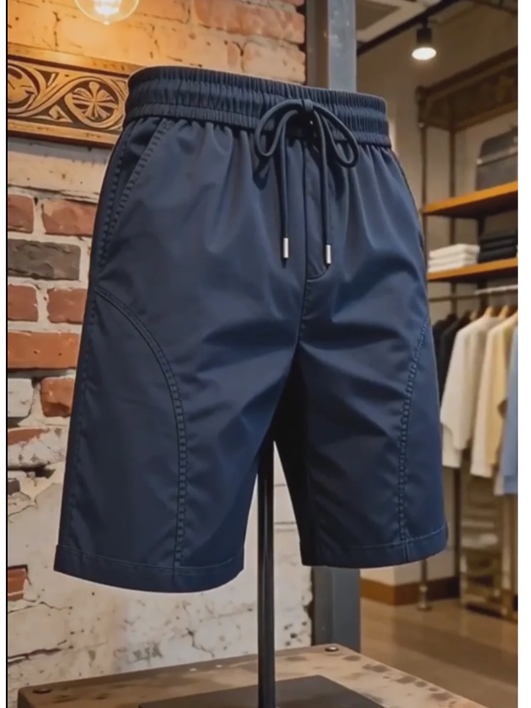 Casual American Ice Silk Slant Cut Fitness Short Pants Men Summer Quick Dry Running Sports Five-Quarter Length Straight Leg S...