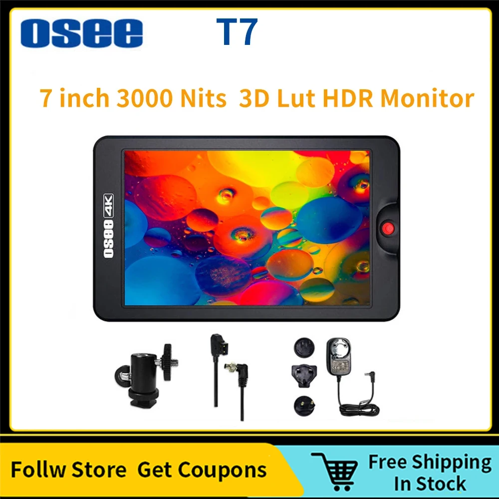 OSEE T7 7 Inch 3000 Nits DSLR Camera Field 3D Lut HDR 1920×1200 Full HD Portable Monitor IPS Support 4K HDMI Input & Output