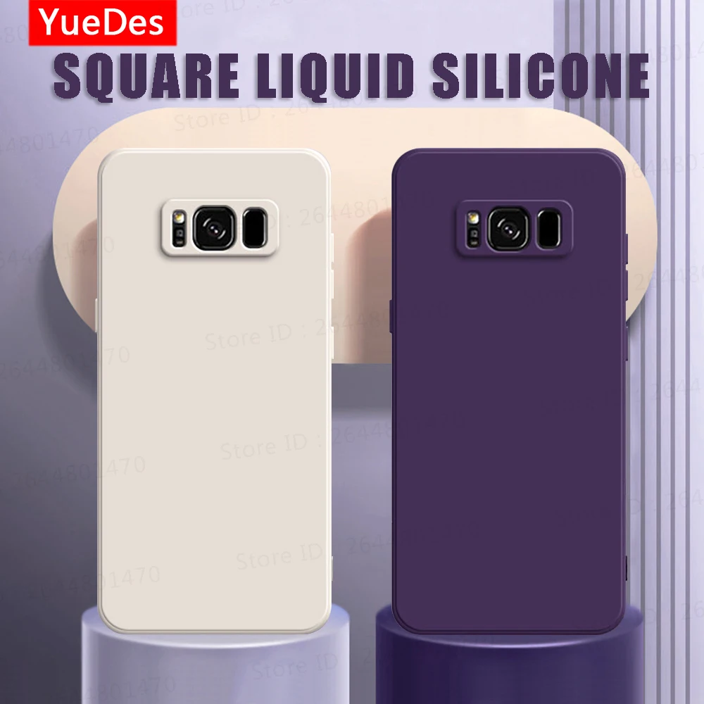 Square Liquid Silicone Phone Case for Samsung Galaxy S8 Plus Soft Camera Protective Shockproof Back Cover SamsungS8 S8Plus Funda