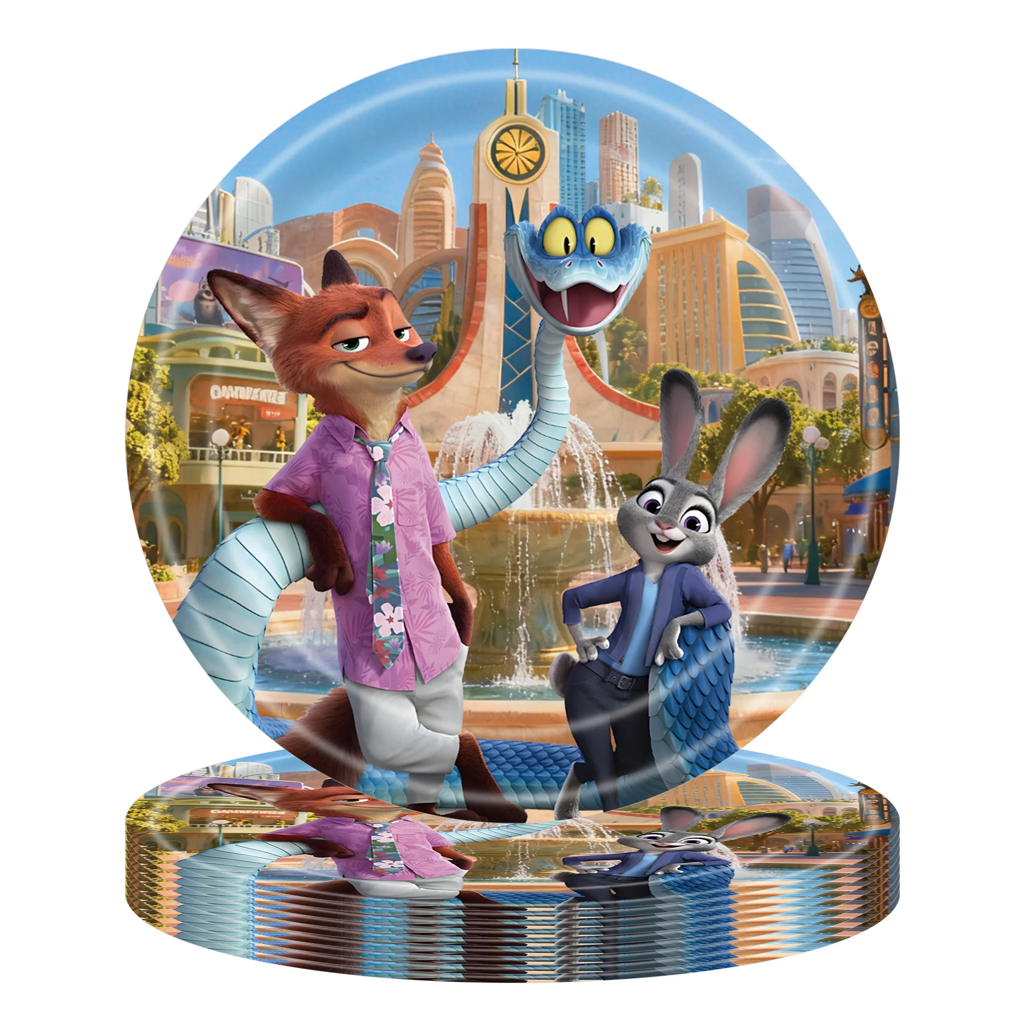Cartoon Zootopia Geburtstagsparty-Set Einweg-Tischgeschirr Judy Tischdecke Becher Teller Servietten Ballon Babyparty Nick Gastgeschenke – Detail 8