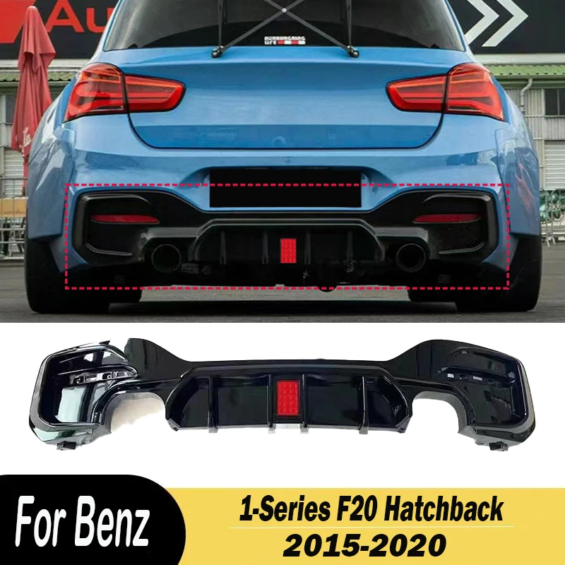 MP Style With Lights Rear Bumper Lip Diffuser Spoiler Splitter For BMW 1-Series F20 Hatchback 2015 2016 2017 2018 2019 2020