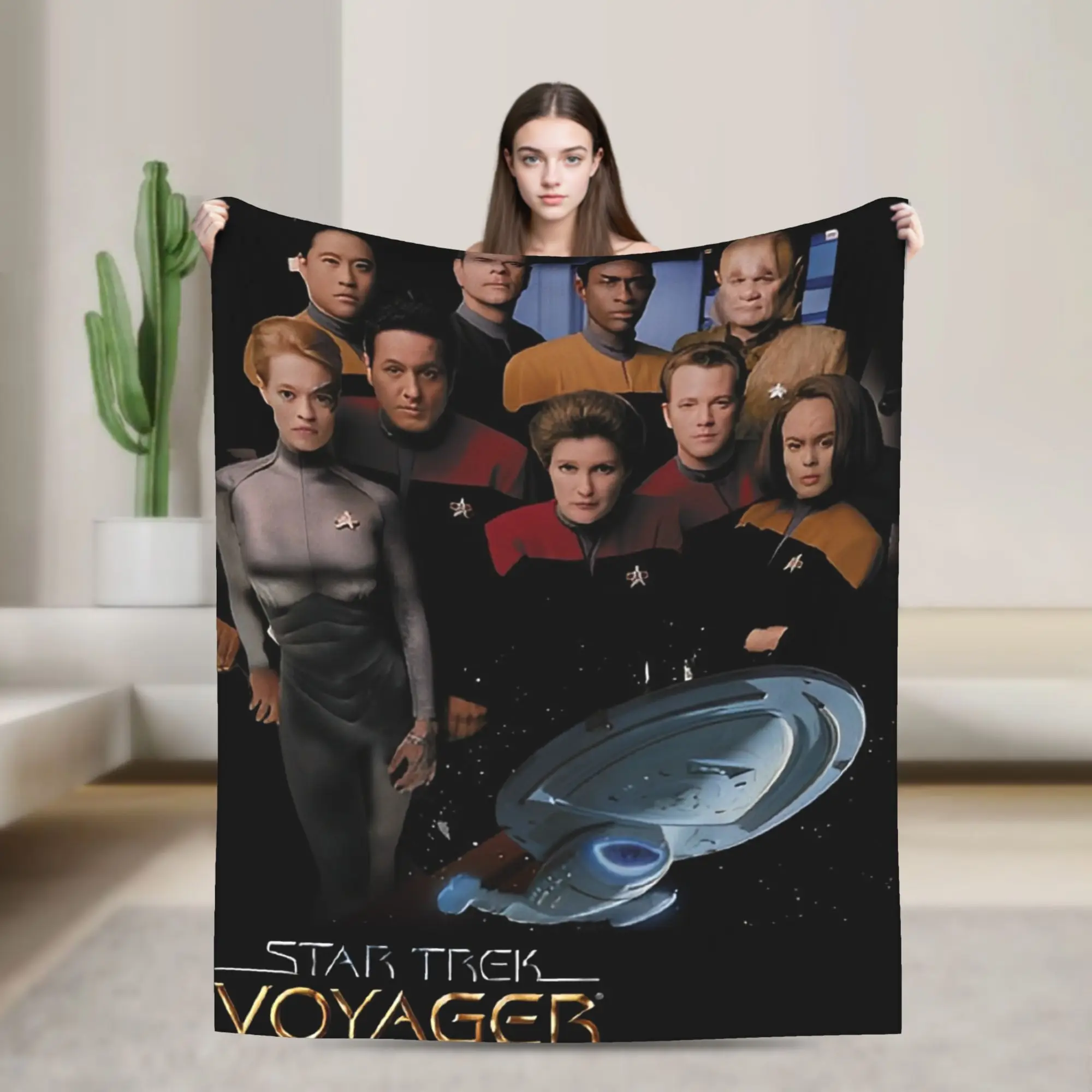 

Stars Treks Voyager Crew Flannel Blanket Soft Throw Blanket for Couch Bed Airplane Travel Aesthetic Bedspread Sofa Bed Cover
